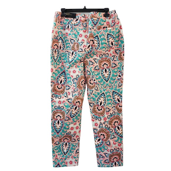 Chico's Bombay Medallion Pant Size M/10 Pink Multi Slimming Girlfriend Ankle NWT - Picture 6 of 9